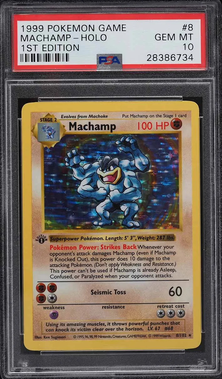 1999 Pokemon Base Set Shadowless 1st Edition Holo Machamp #8 PSA
